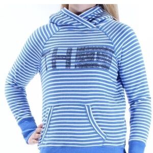 TOMMY HILFIGER $69 Striped Logo Pocketed Hood